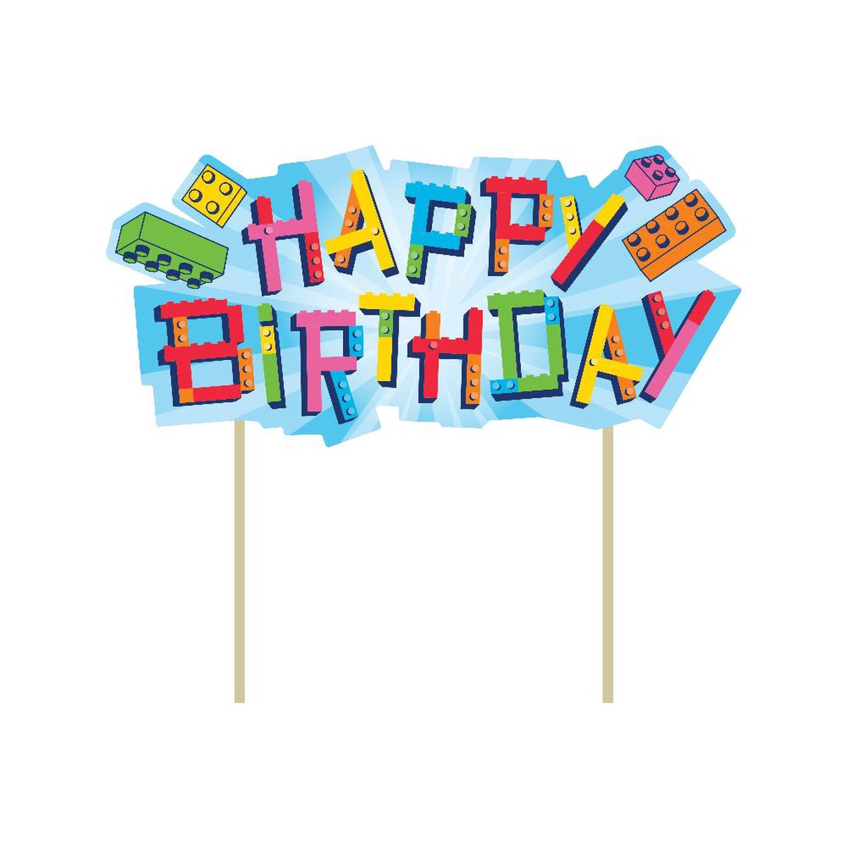 12/Case Bulk Block Bash Toy Blocks Cake Topper - Default Title