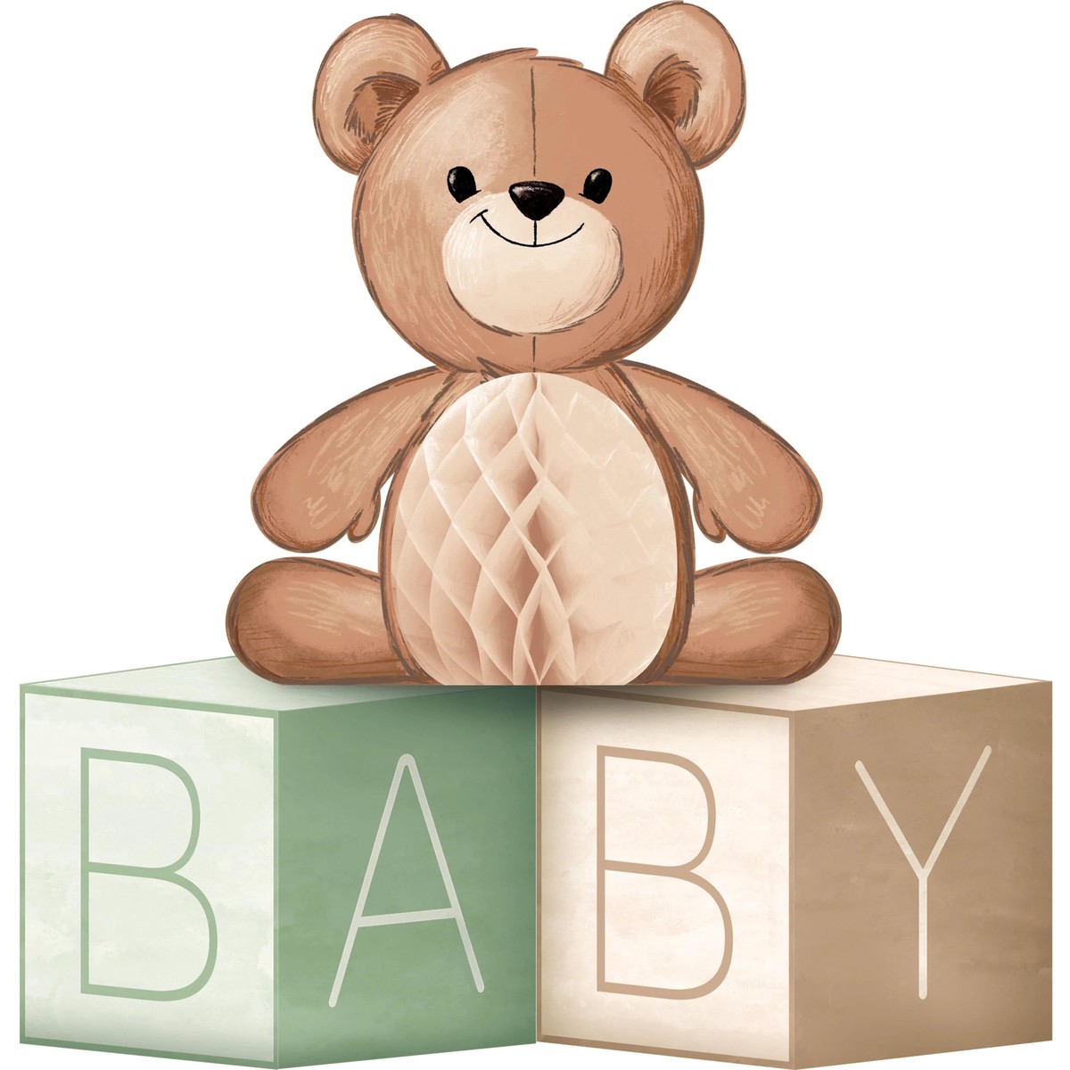 6/Case Bulk Teddy Bear Centerpiece Baby Blocks w/ Honeycomb - Default Title