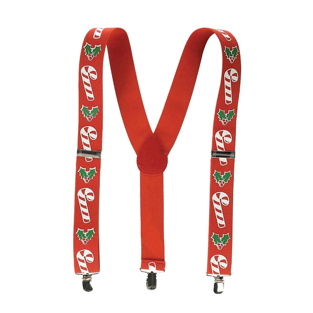 12 Pack Bulk Christmas Candy Cane/Holly Suspenders - Default Title