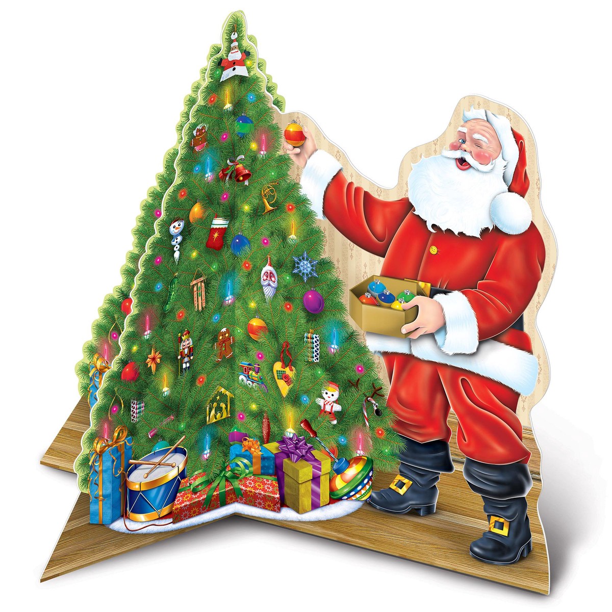 12 Pack Bulk 3-D Santa with Tree Centerpiece - Default Title