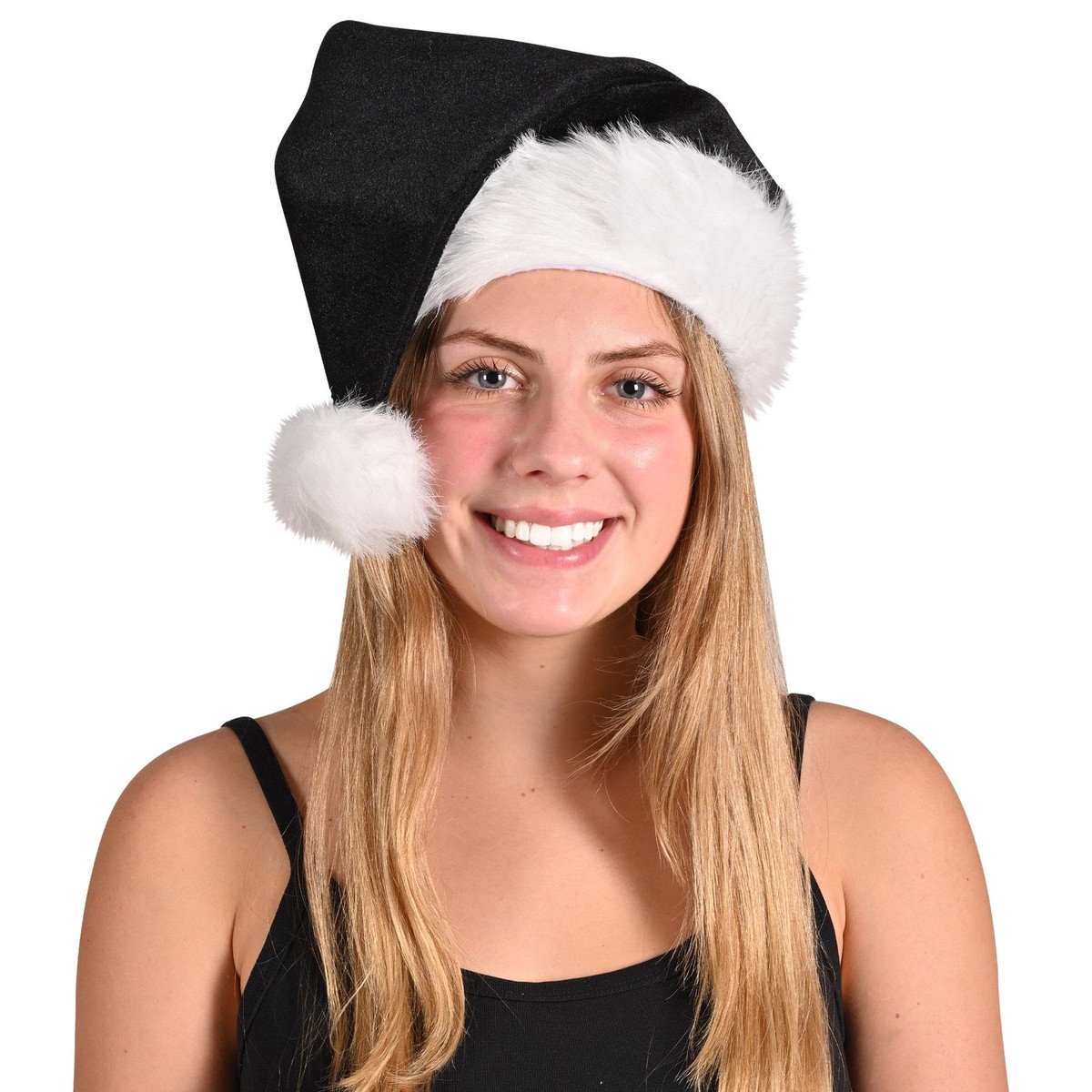 12 Pack Bulk Black Santa Hat - Default Title