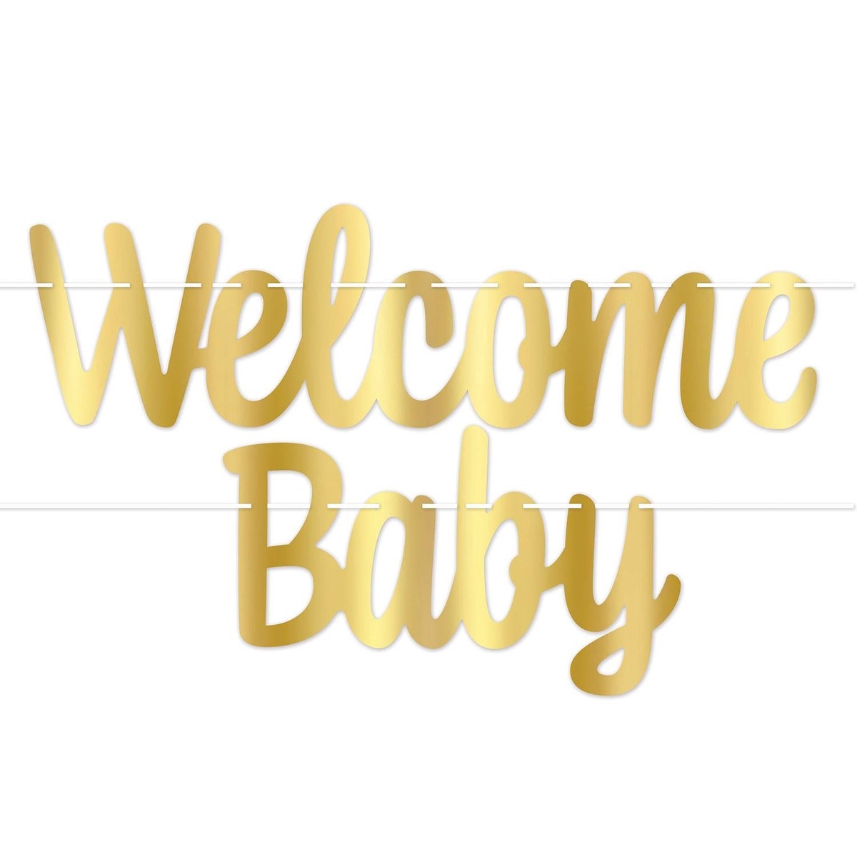 12 Pack Bulk Foil Welcome Baby Streamer - Gold - Default Title