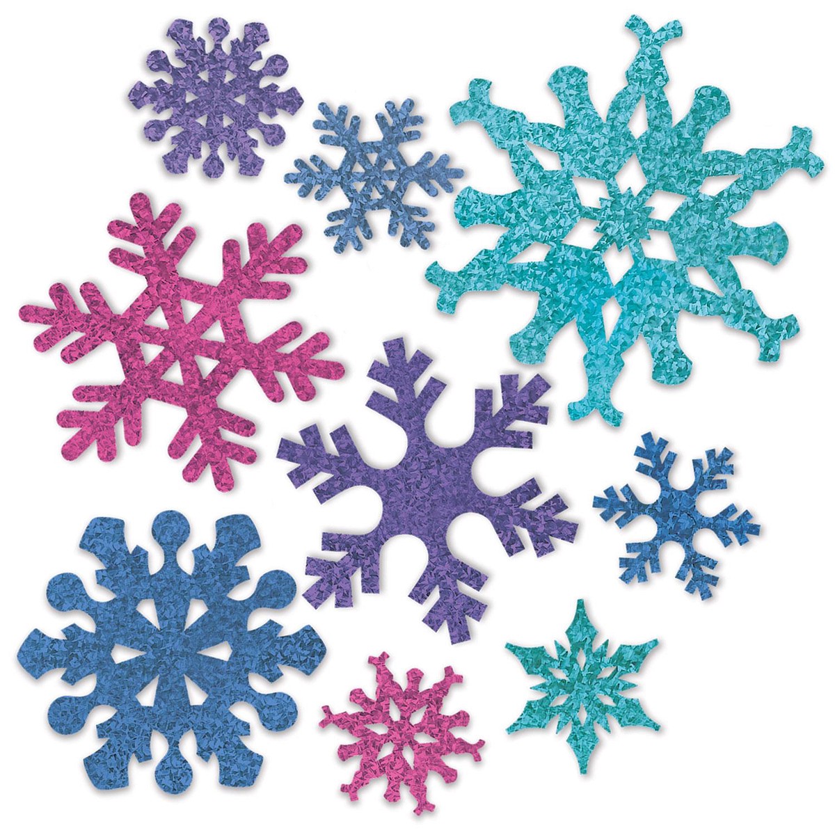 108 Pack Bulk Christmas Snowflake Cutouts- Asst Colors - Default Title