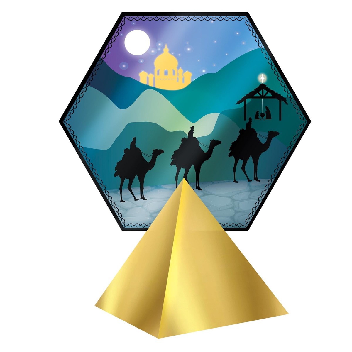 12 Pack Bulk Christmas 3-D Foil Three Kings Day Centerpiece - Default Title