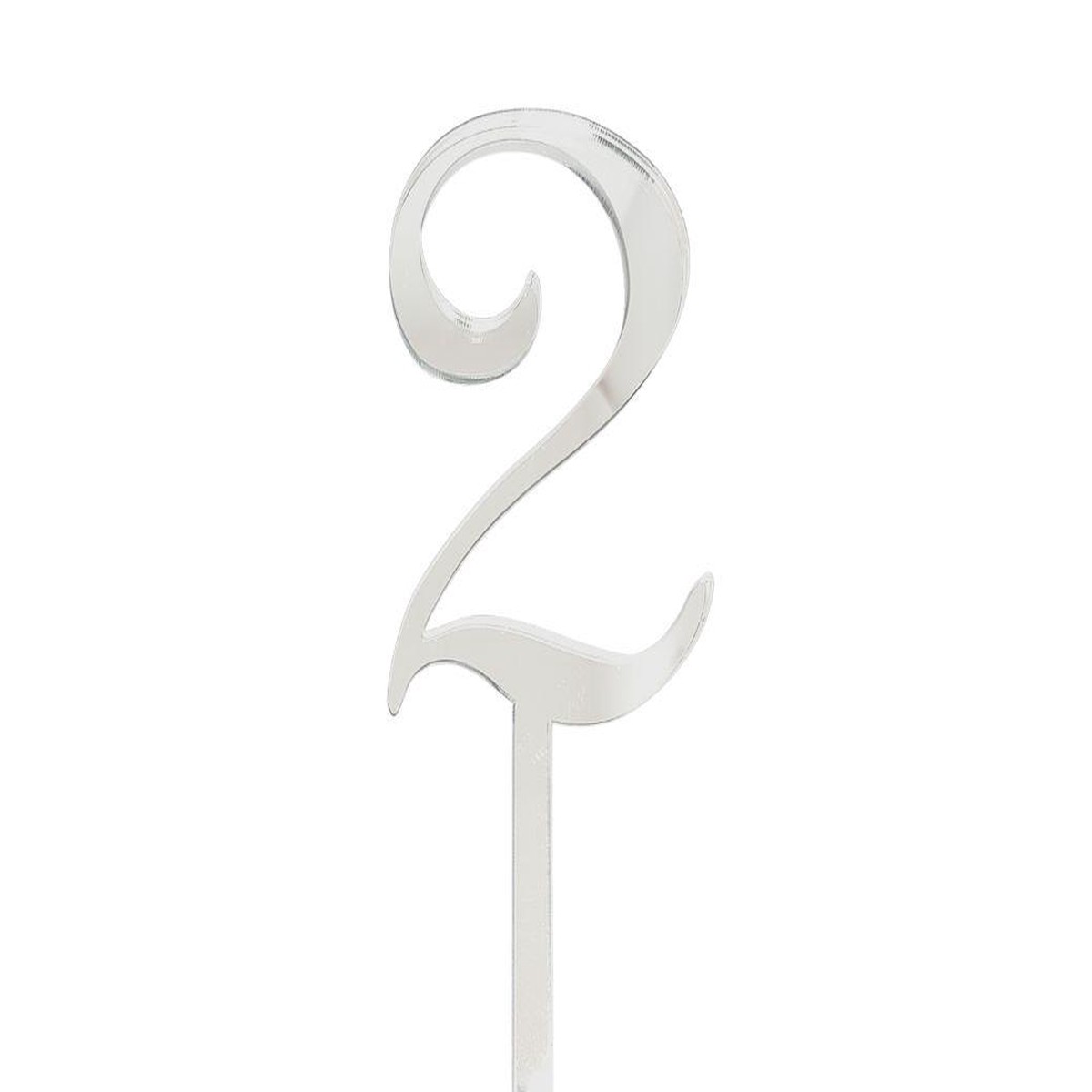 Acrylic Number 2 Cake Topper - Silver - Default Title