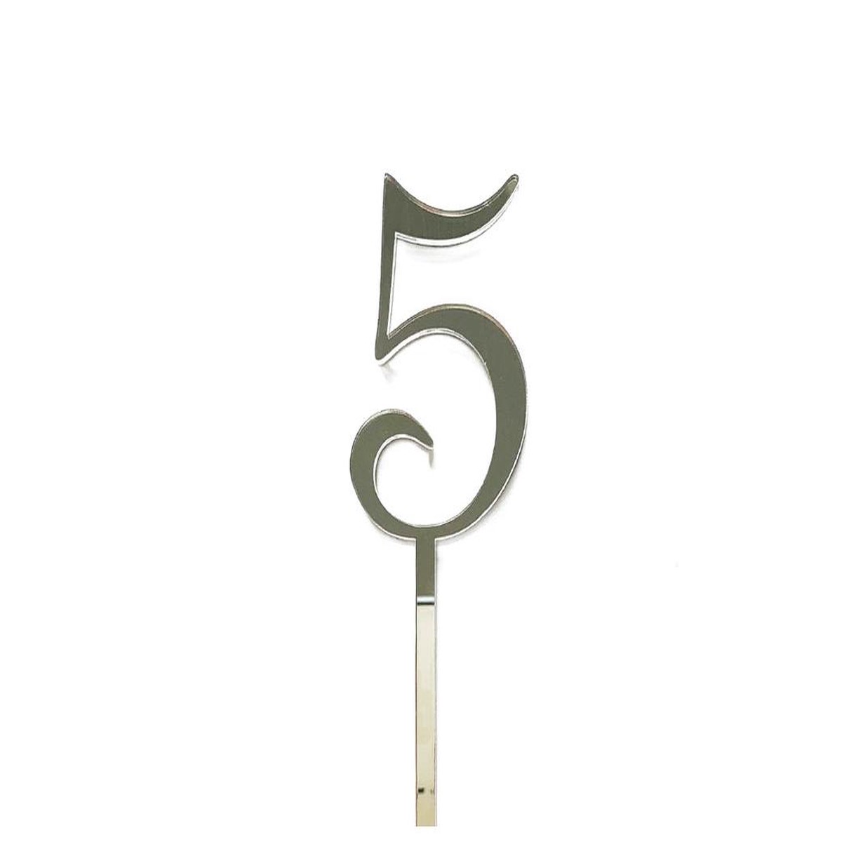 Acrylic Number 5 Cake Topper - Silver - Default Title