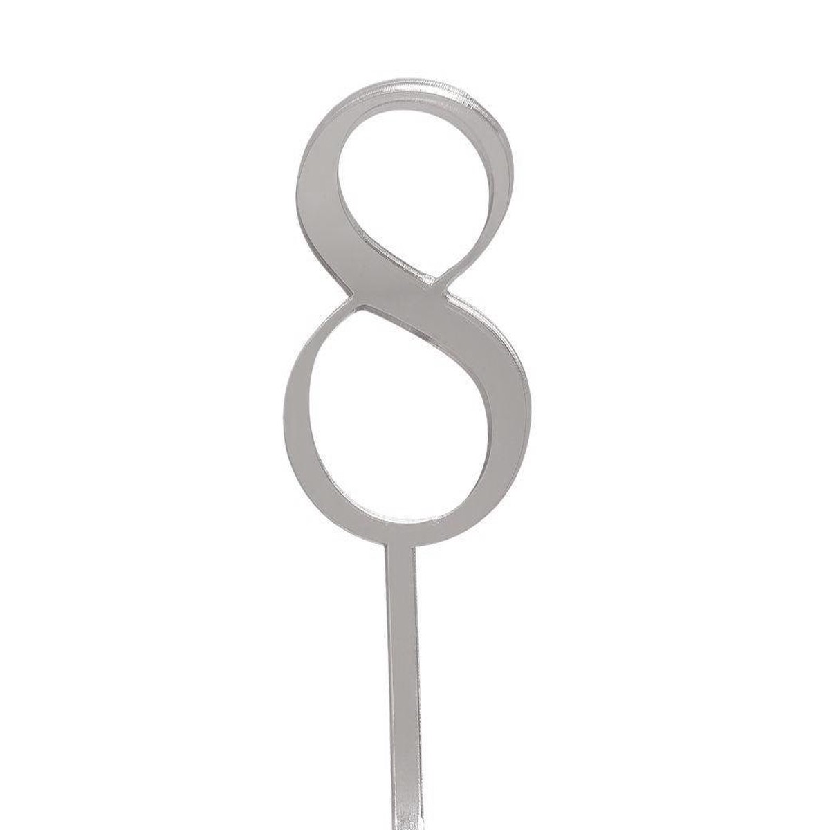 Acrylic Number 8 Cake Topper - Silver - Default Title